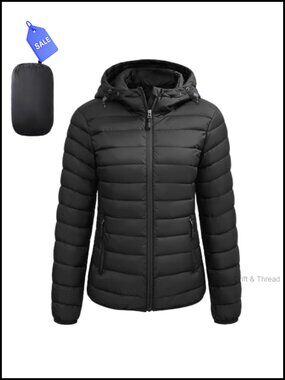 Womens Packable Puffer Jacket Lightweight Hooded Quilted Winter Coat